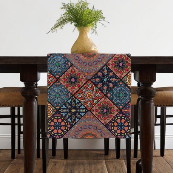 Boho Table Runner Bohemian Farmhouse Cottage Decor Dining Decorative Cloth 13x72 - Picture 3 of 6